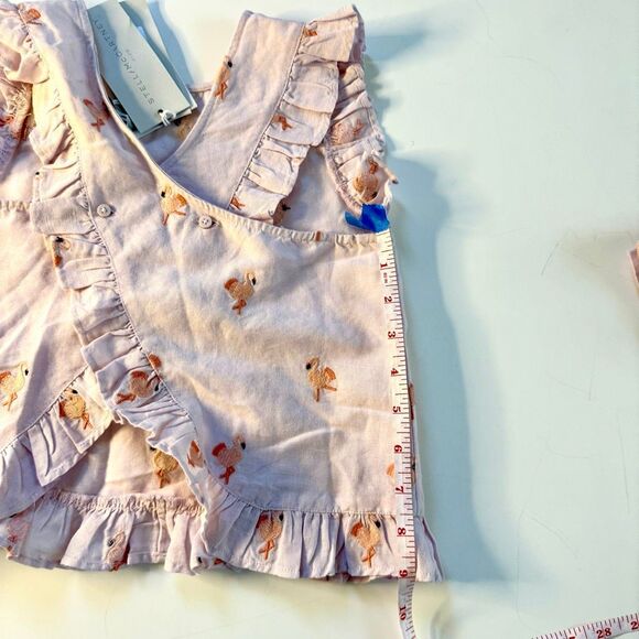 NWT Stella McCartney Kids two-piece outfit, flamingo embroidered in lavender and - Picture 16 of 16